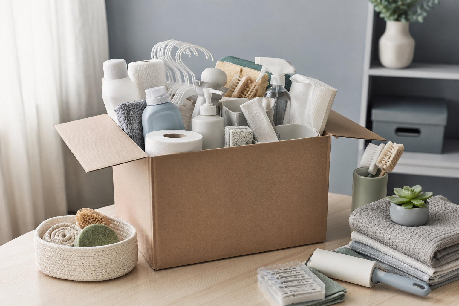 Move-In Day Kit — Cleaning basics, Paper goods, Hand soap